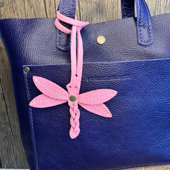 Portland Leather Dragonfly Charm PINK SUEDE FAST SHIP Bag Purse Charm NEW! - Picture 1 of 6